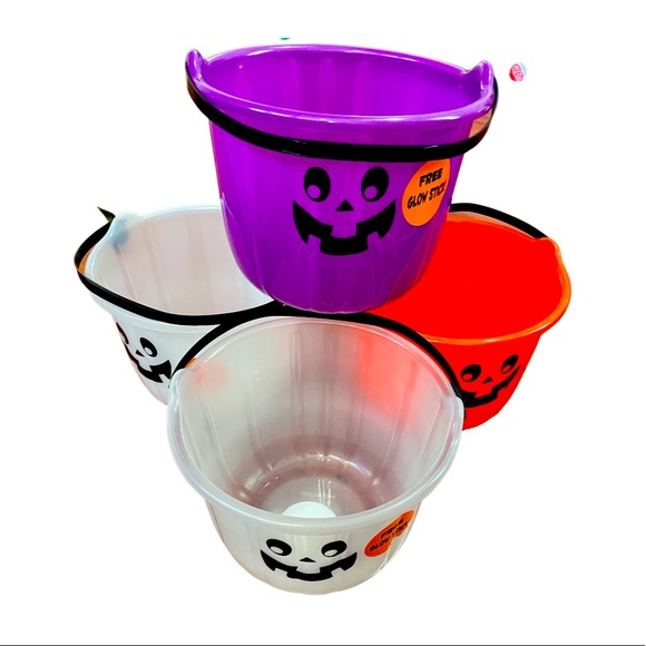 None Other - Halloween candy buckets set of 4 clear purple orange jack o lanterns pumpkins